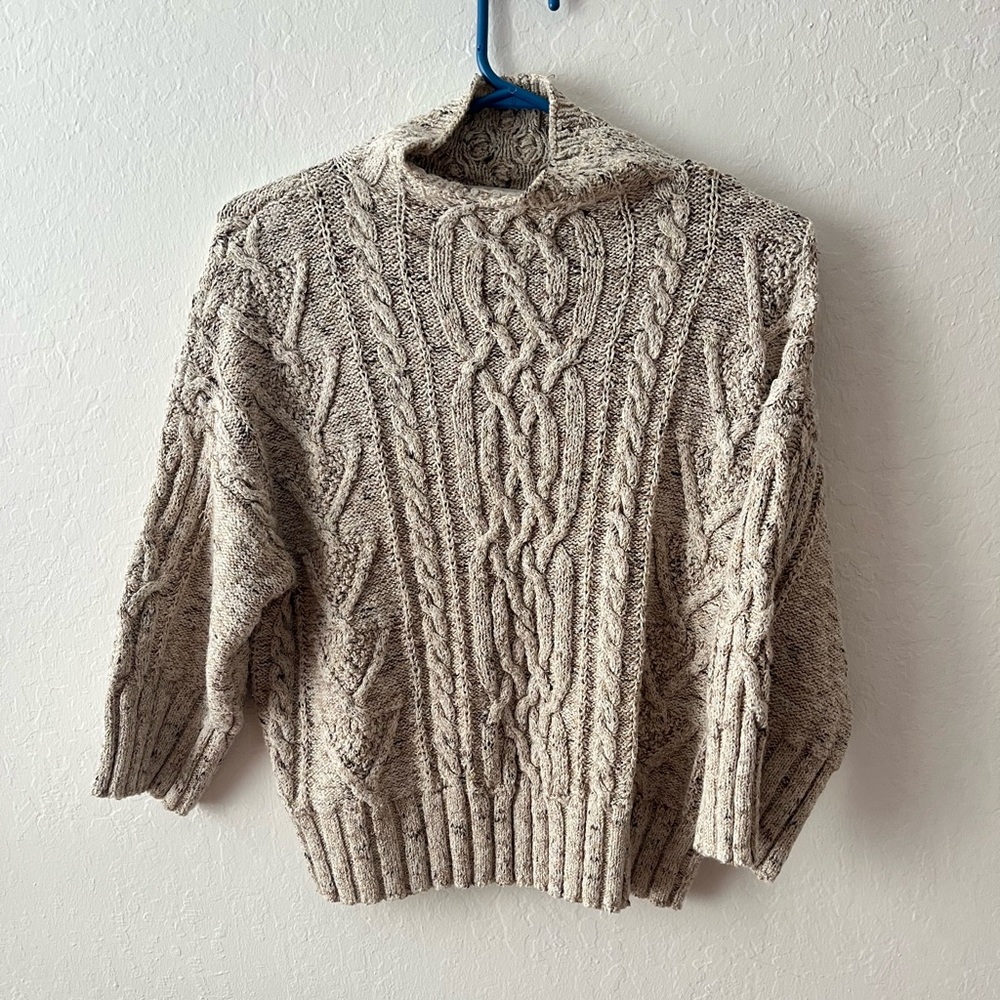 New York & Company Beige Glittery Mock Neck Sweater